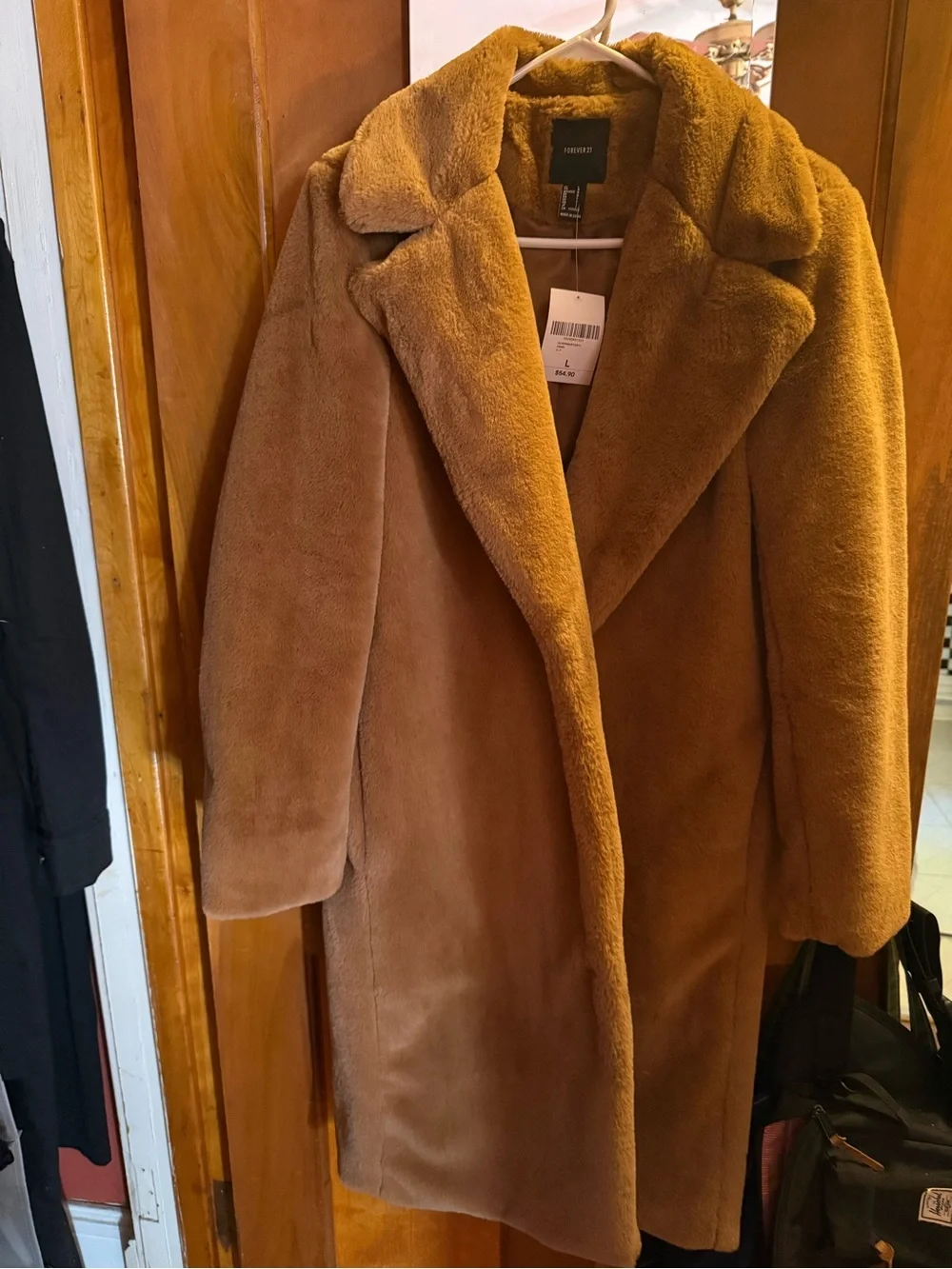 Forever 21 Faux Fur Coat in Camel Brown